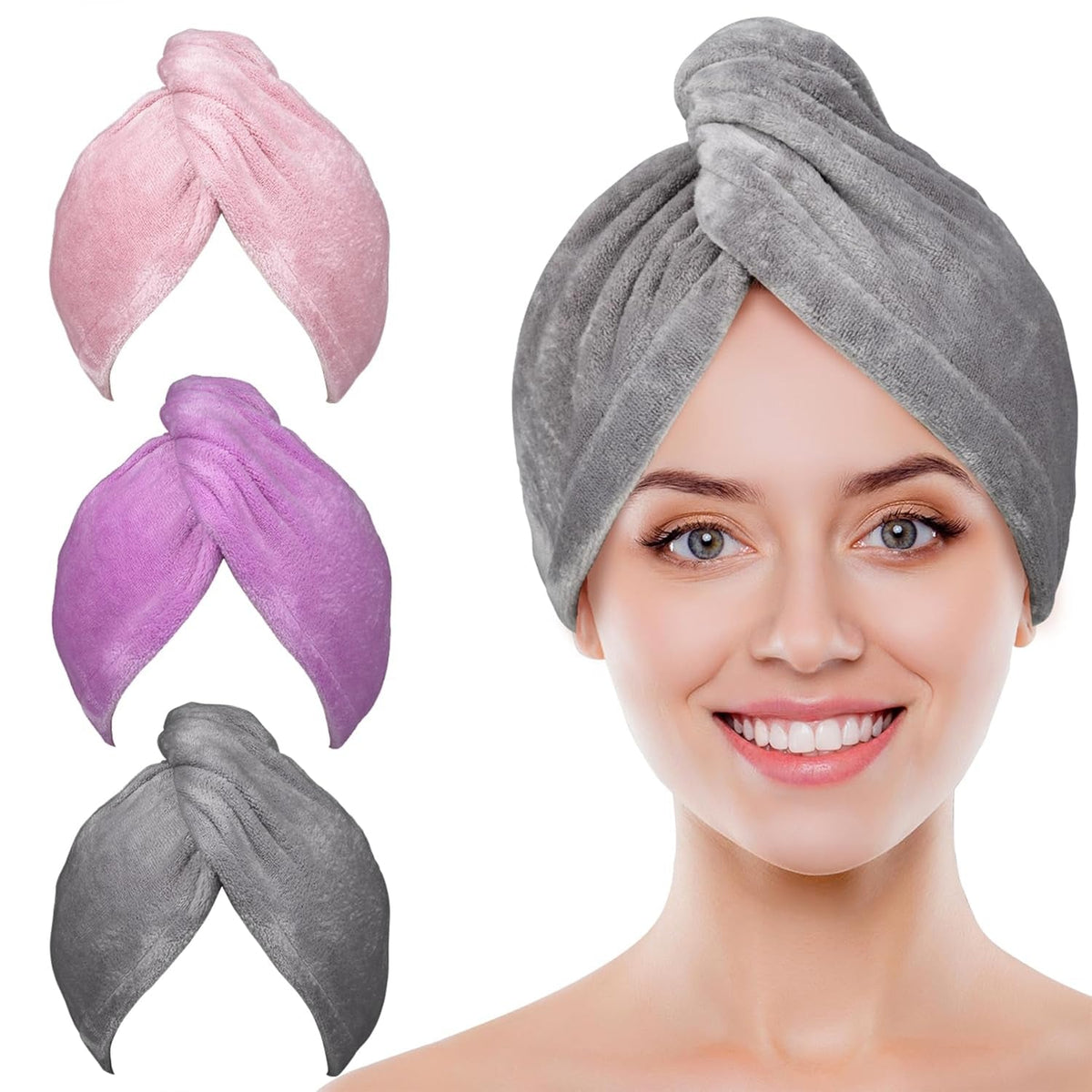Microfiber hair towel wraps