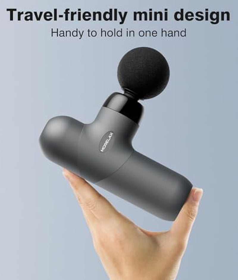 Mini Massage Gun, Percussion Muscle Massager with 6 Heads & 4 Speeds, Compact Portable Massage Gun for Home, Sports & Travel