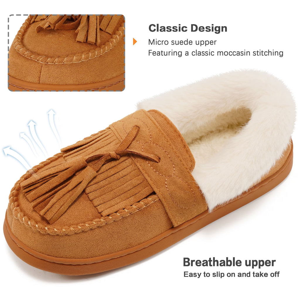 Fuzzy Memory Foam Slippers for Women Comfortable Warm House Shoes