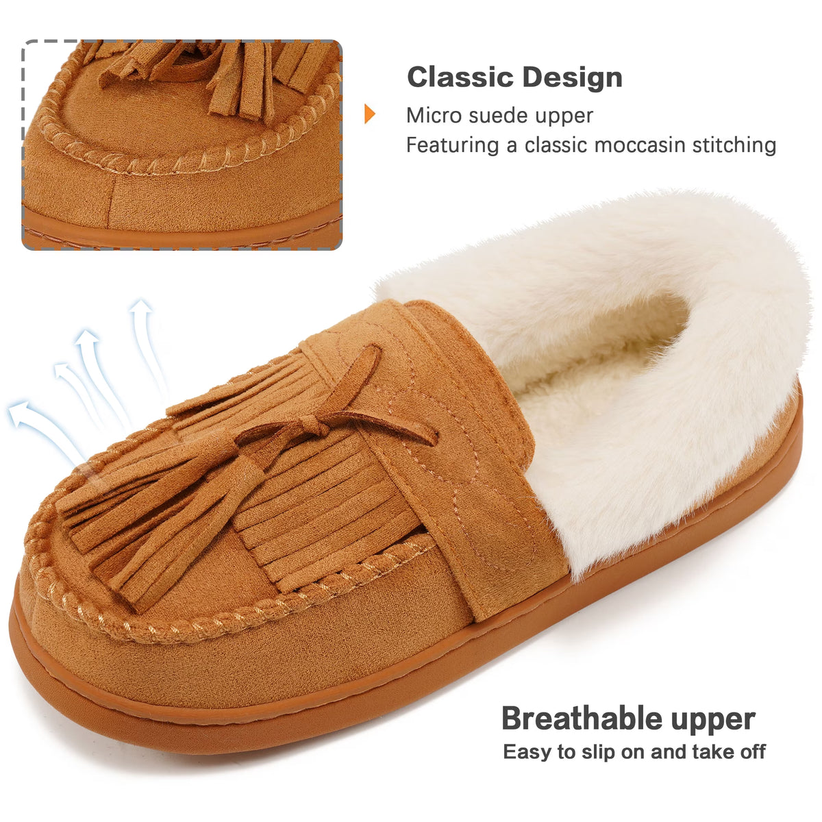Fuzzy Memory Foam Slippers for Women Comfortable Warm House Shoes