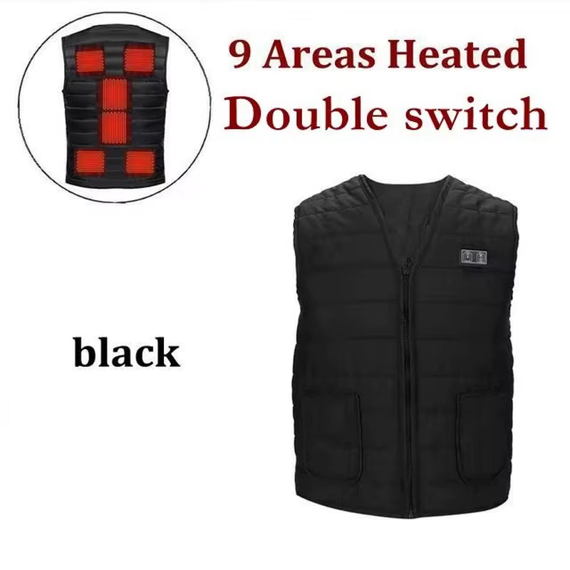 Men Motorcycle Rider Heated Vest Autumn Winter Smart Heating Cotton Vest Heated V Neck Vest Women Outdoor Vest Winter Warm Vest