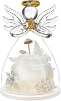 Preserved Flowers Rose in Glass Angel Figurines,Birthday Gifts for Women,Christmas Rose Gift for Her Women Mom,Valentines Gifts,Stocking Stuffers, White Flowers Gift for Grandma Wife Girlfriend