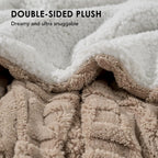 Jacquard Reversible Sherpa Throw Blanket, 50" X 60", Khaki Tan