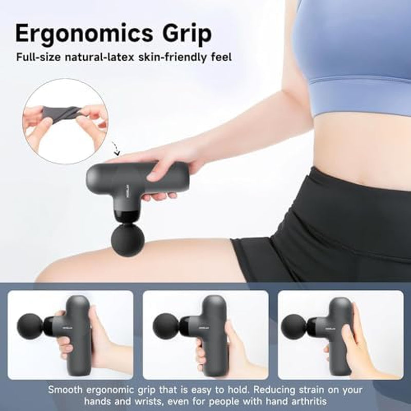 Mini Massage Gun, Percussion Muscle Massager with 6 Heads & 4 Speeds, Compact Portable Massage Gun for Home, Sports & Travel