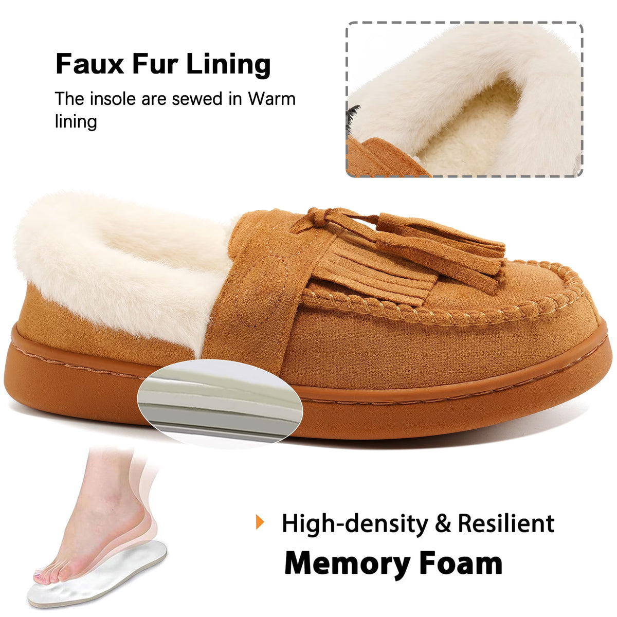 Fuzzy Memory Foam Slippers for Women Comfortable Warm House Shoes