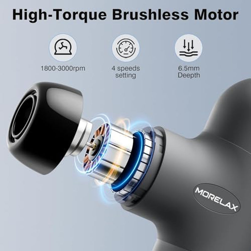 Mini Massage Gun, Percussion Muscle Massager with 6 Heads & 4 Speeds, Compact Portable Massage Gun for Home, Sports & Travel