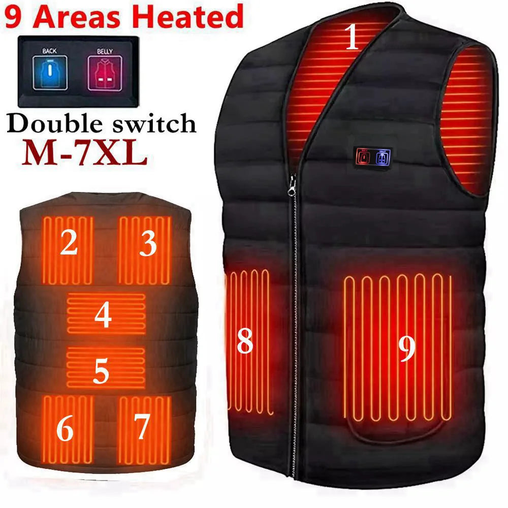 Men Motorcycle Rider Heated Vest Autumn Winter Smart Heating Cotton Vest Heated V Neck Vest Women Outdoor Vest Winter Warm Vest