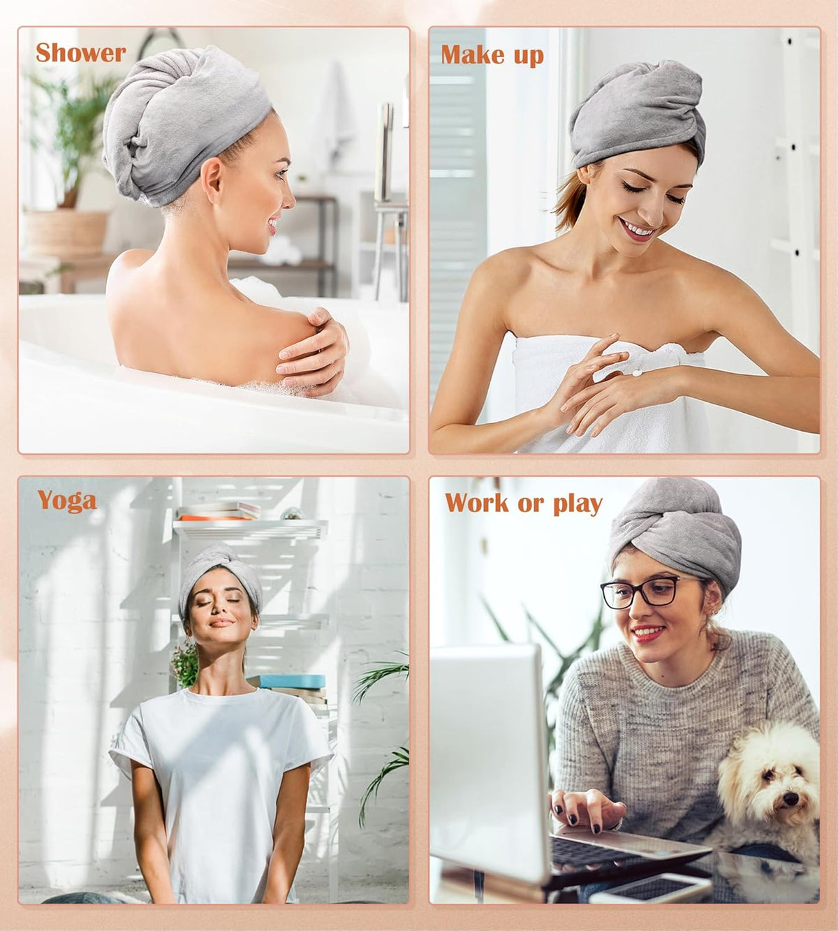 Microfiber Hair Towel Wrap, 3 Pack Fast Drying Hair Turban