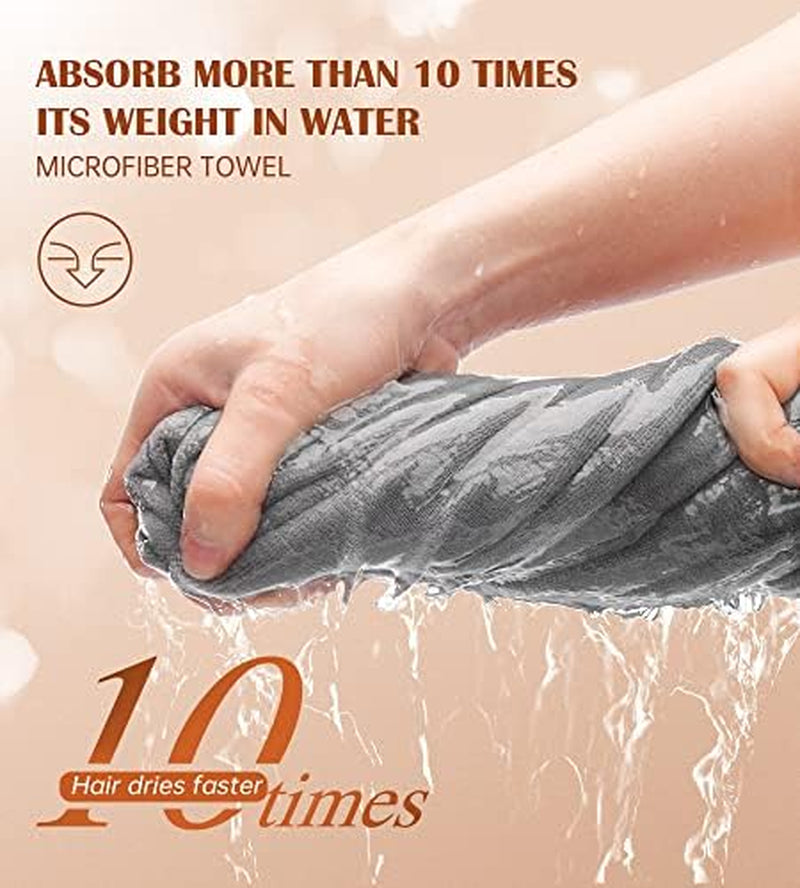 Microfiber Hair Towel Wrap, 3 Pack Fast Drying Hair Turban