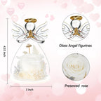 Preserved Flowers Rose in Glass Angel Figurines,Birthday Gifts for Women,Christmas Rose Gift for Her Women Mom,Valentines Gifts,Stocking Stuffers, White Flowers Gift for Grandma Wife Girlfriend
