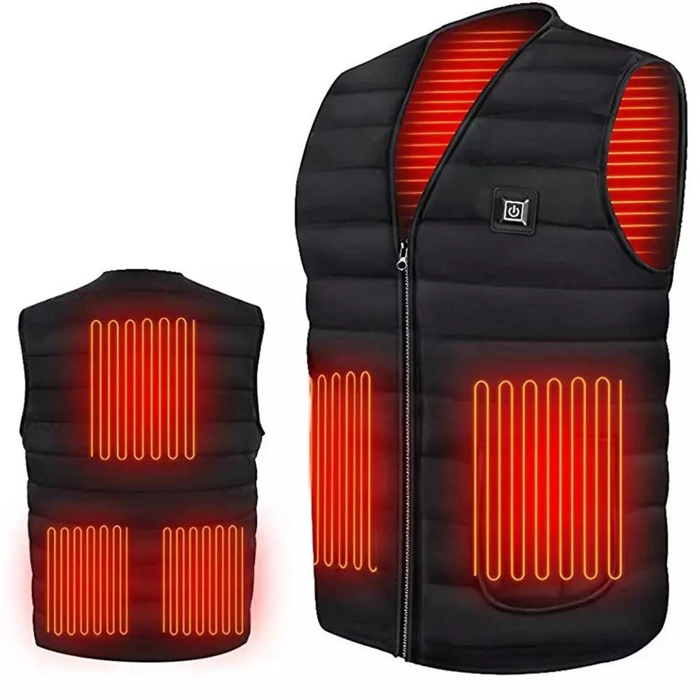 Men Motorcycle Rider Heated Vest Autumn Winter Smart Heating Cotton Vest Heated V Neck Vest Women Outdoor Vest Winter Warm Vest