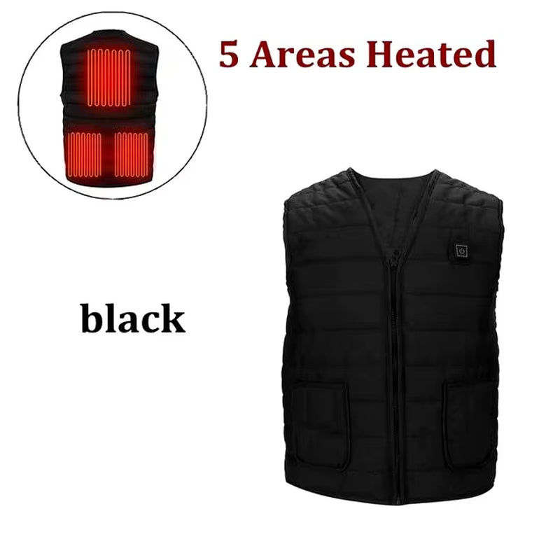 Men Motorcycle Rider Heated Vest Autumn Winter Smart Heating Cotton Vest Heated V Neck Vest Women Outdoor Vest Winter Warm Vest